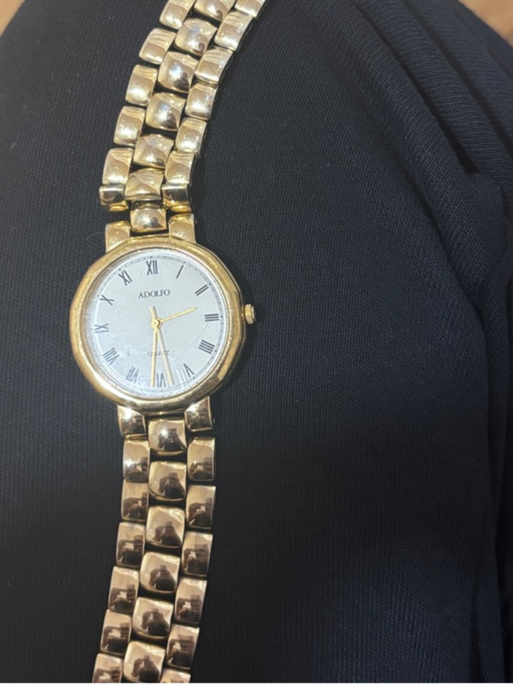 Adolfo Gold-Tone Women's Bracelet Watch with White Dial